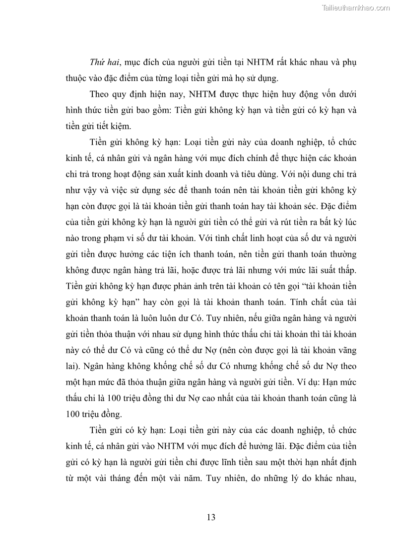 Luận văn thạc sĩ luật học Bảo vệ quyền lợi người gửi tiền tại ngân hàng thương mại theo pháp luật Việt Nam - 2 Trang 18