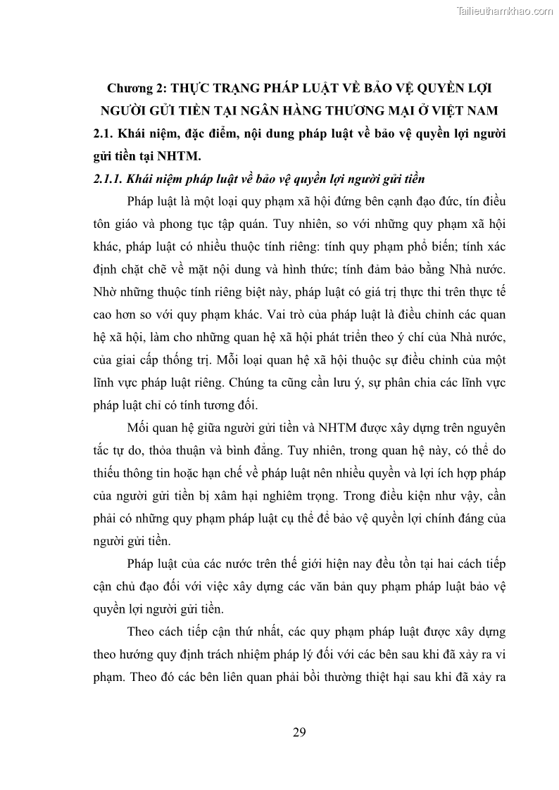 Luận văn thạc sĩ luật học Bảo vệ quyền lợi người gửi tiền tại ngân hàng thương mại theo pháp luật Việt Nam - 3 Trang 34