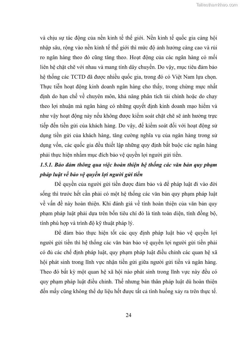 Luận văn thạc sĩ luật học Bảo vệ quyền lợi người gửi tiền tại ngân hàng thương mại theo pháp luật Việt Nam - 3 Trang 29