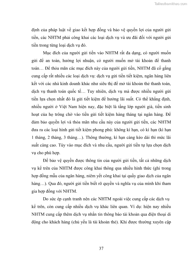 Luận văn thạc sĩ luật học Bảo vệ quyền lợi người gửi tiền tại ngân hàng thương mại theo pháp luật Việt Nam - 4 Trang 42