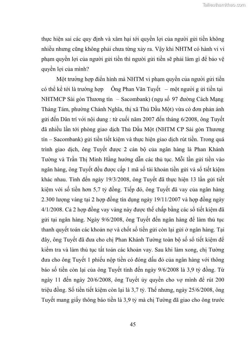 Luận văn thạc sĩ luật học Bảo vệ quyền lợi người gửi tiền tại ngân hàng thương mại theo pháp luật Việt Nam - 5 Trang 50