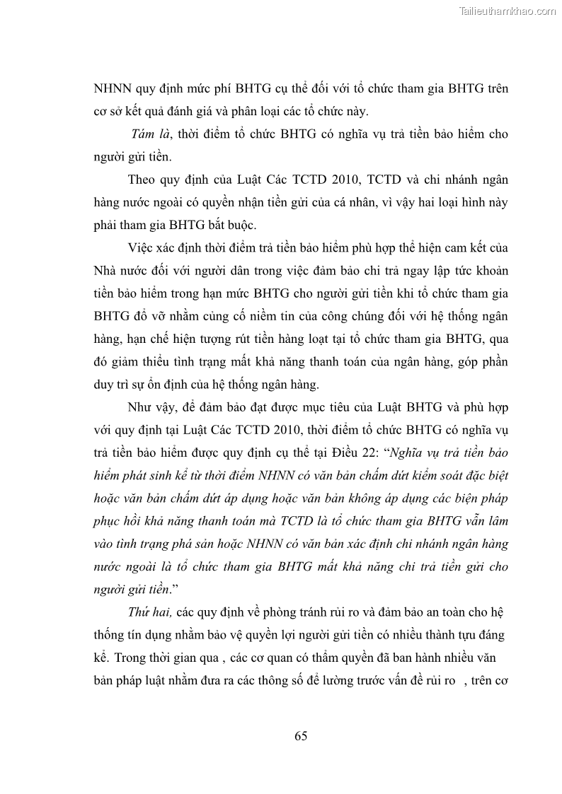 Luận văn thạc sĩ luật học Bảo vệ quyền lợi người gửi tiền tại ngân hàng thương mại theo pháp luật Việt Nam - 6 Trang 70