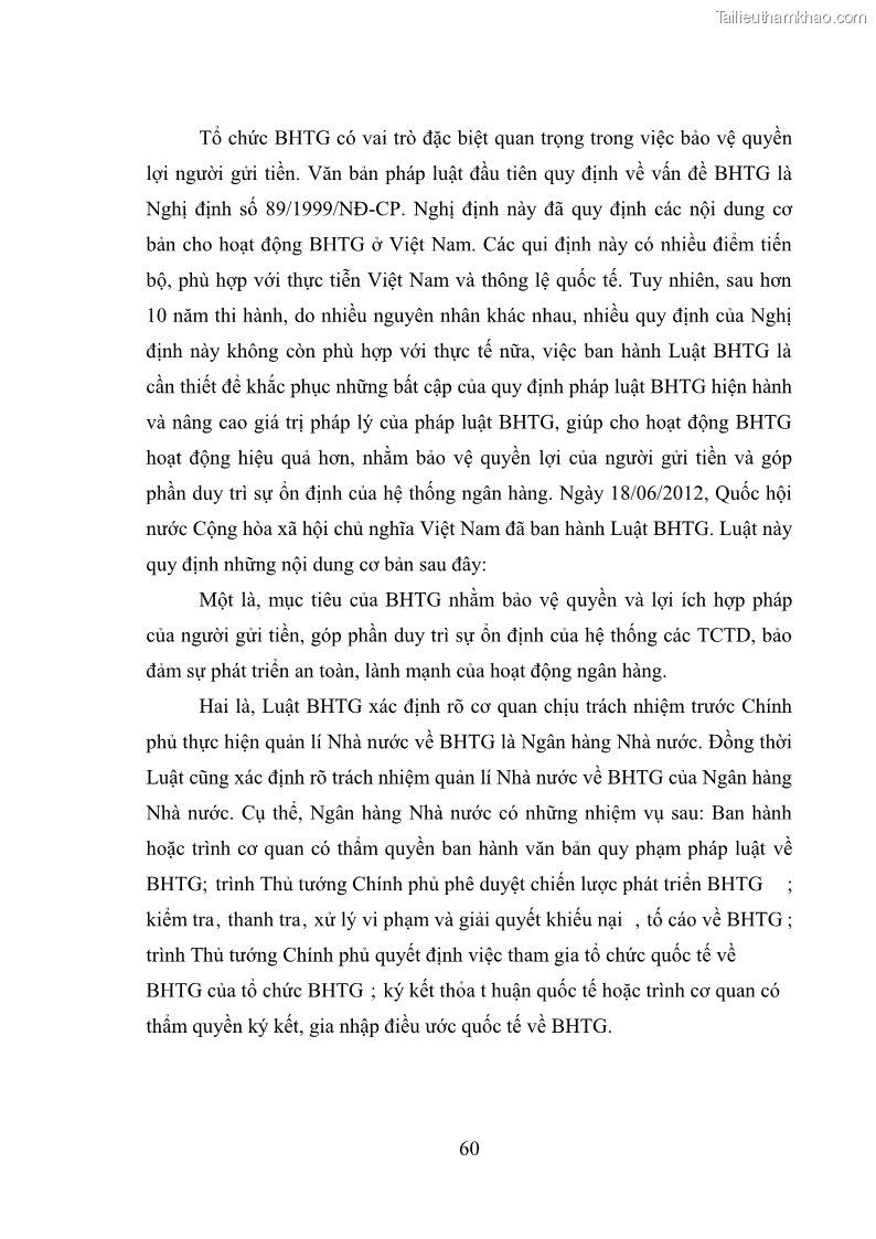 Luận văn thạc sĩ luật học Bảo vệ quyền lợi người gửi tiền tại ngân hàng thương mại theo pháp luật Việt Nam - 6 Trang 65