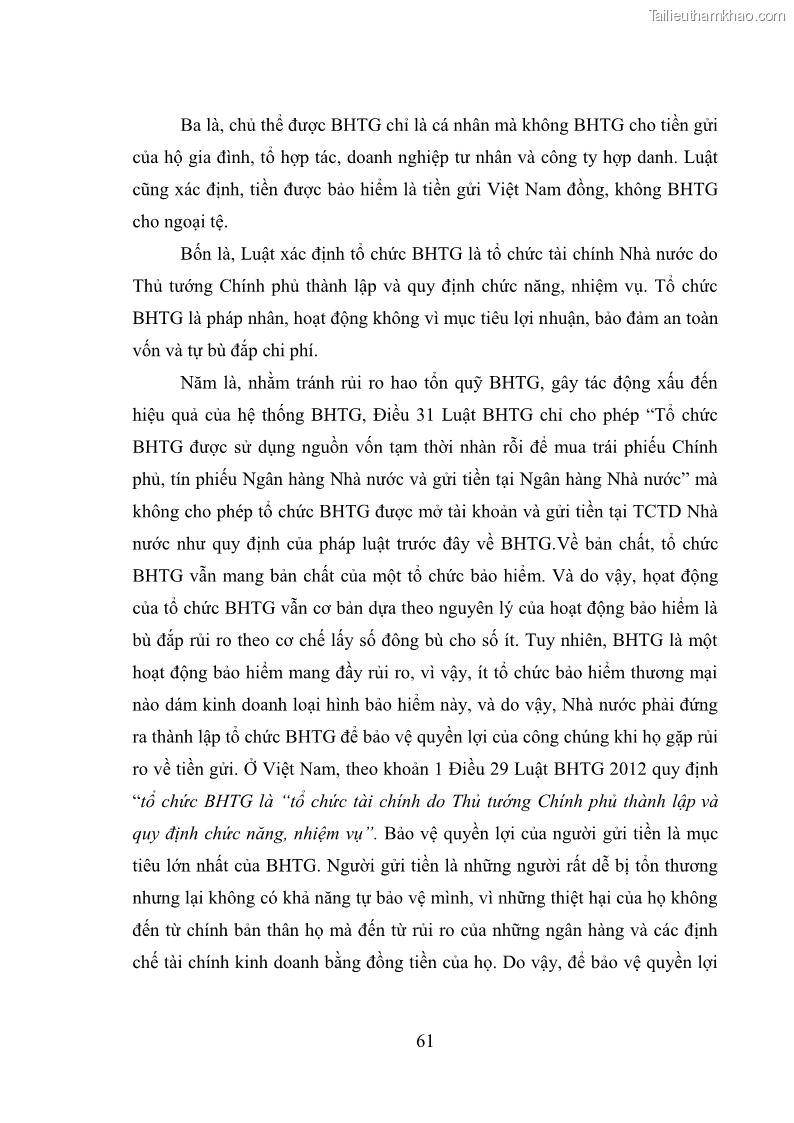 Luận văn thạc sĩ luật học Bảo vệ quyền lợi người gửi tiền tại ngân hàng thương mại theo pháp luật Việt Nam - 6 Trang 66