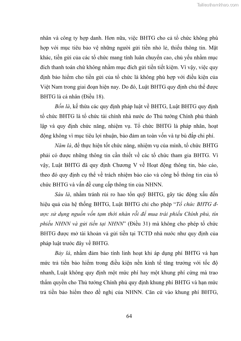 Luận văn thạc sĩ luật học Bảo vệ quyền lợi người gửi tiền tại ngân hàng thương mại theo pháp luật Việt Nam - 6 Trang 69