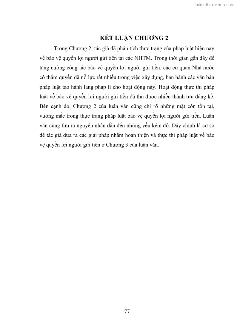 Luận văn thạc sĩ luật học Bảo vệ quyền lợi người gửi tiền tại ngân hàng thương mại theo pháp luật Việt Nam - 7 Trang 82
