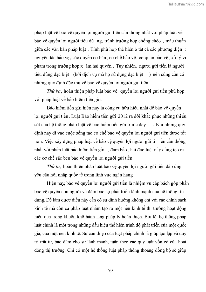 Luận văn thạc sĩ luật học Bảo vệ quyền lợi người gửi tiền tại ngân hàng thương mại theo pháp luật Việt Nam - 7 Trang 84