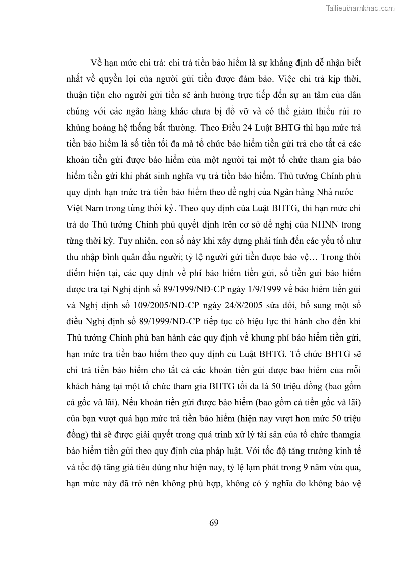 Luận văn thạc sĩ luật học Bảo vệ quyền lợi người gửi tiền tại ngân hàng thương mại theo pháp luật Việt Nam - 7 Trang 74