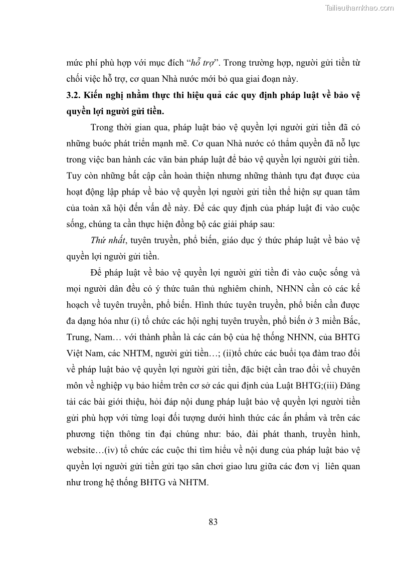 Luận văn thạc sĩ luật học Bảo vệ quyền lợi người gửi tiền tại ngân hàng thương mại theo pháp luật Việt Nam - 8 Trang 88