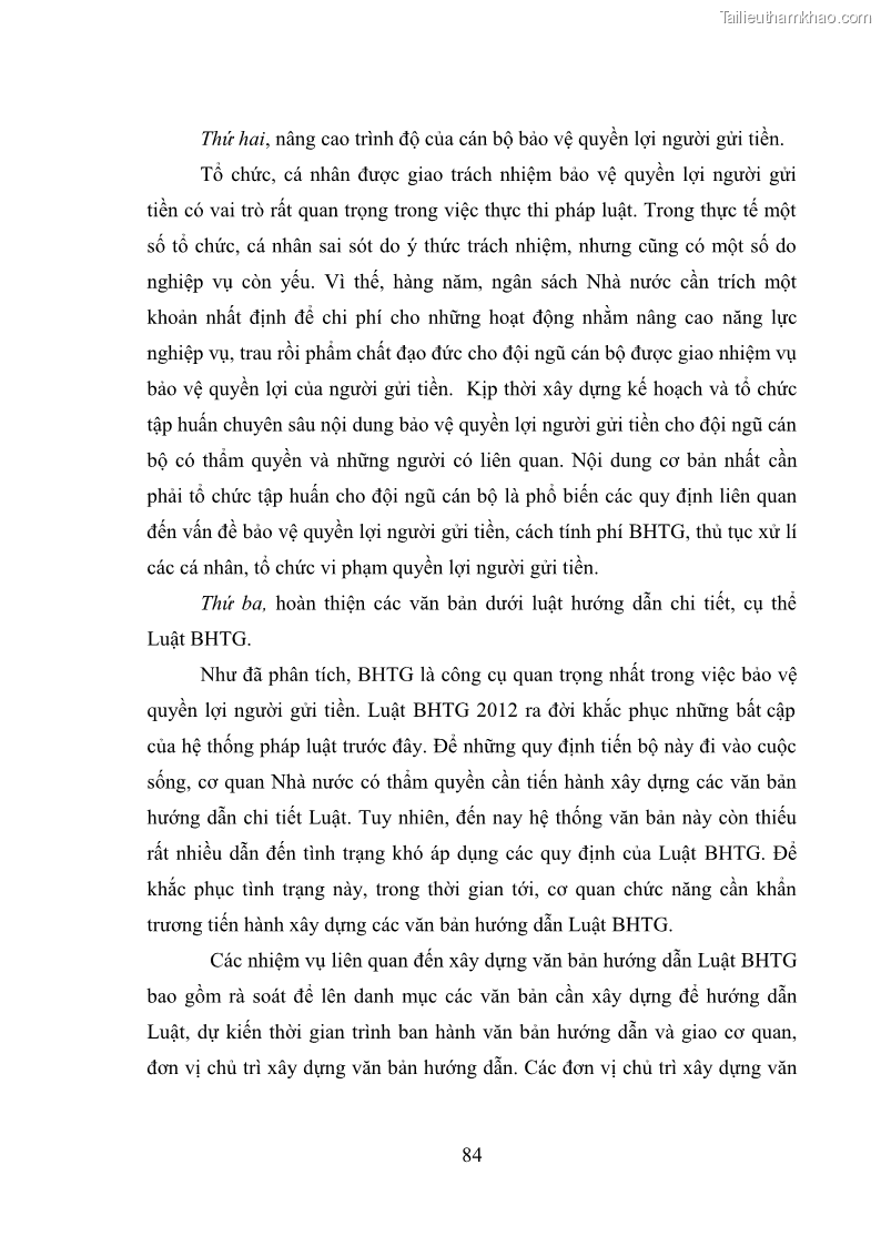 Luận văn thạc sĩ luật học Bảo vệ quyền lợi người gửi tiền tại ngân hàng thương mại theo pháp luật Việt Nam - 8 Trang 89