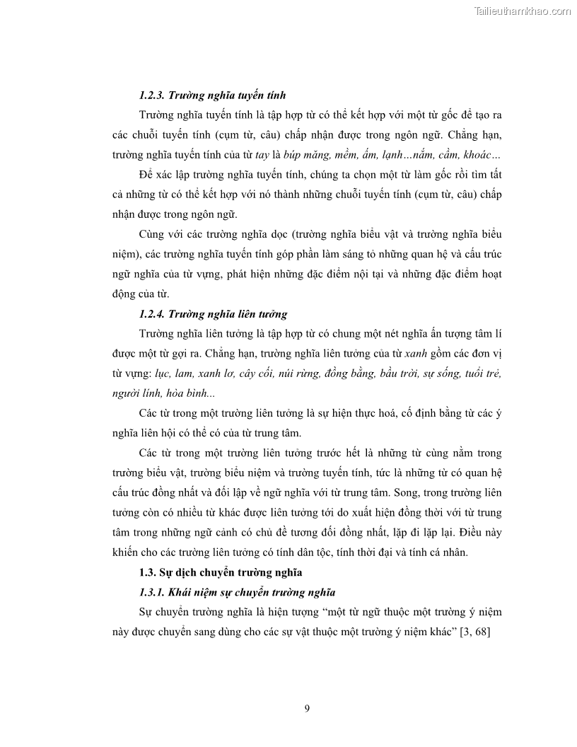 Luận văn thạc sĩ ngôn ngữ học Hiện tượng chuyển trường nghĩa trong thơ Xuân Diệu - 1 Trang 11