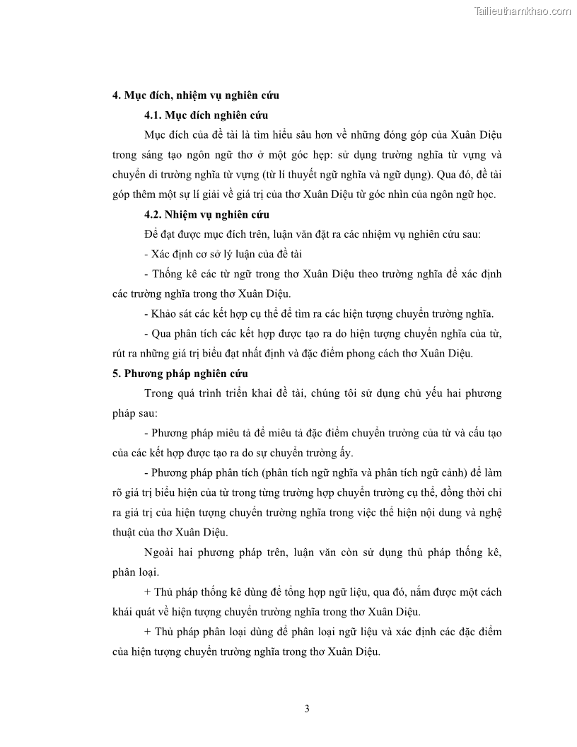 Luận văn thạc sĩ ngôn ngữ học Hiện tượng chuyển trường nghĩa trong thơ Xuân Diệu - 1 Trang 5