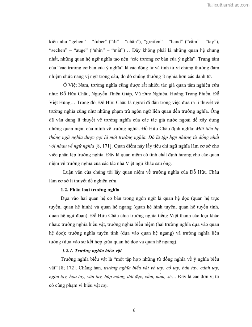 Luận văn thạc sĩ ngôn ngữ học Hiện tượng chuyển trường nghĩa trong thơ Xuân Diệu - 1 Trang 8