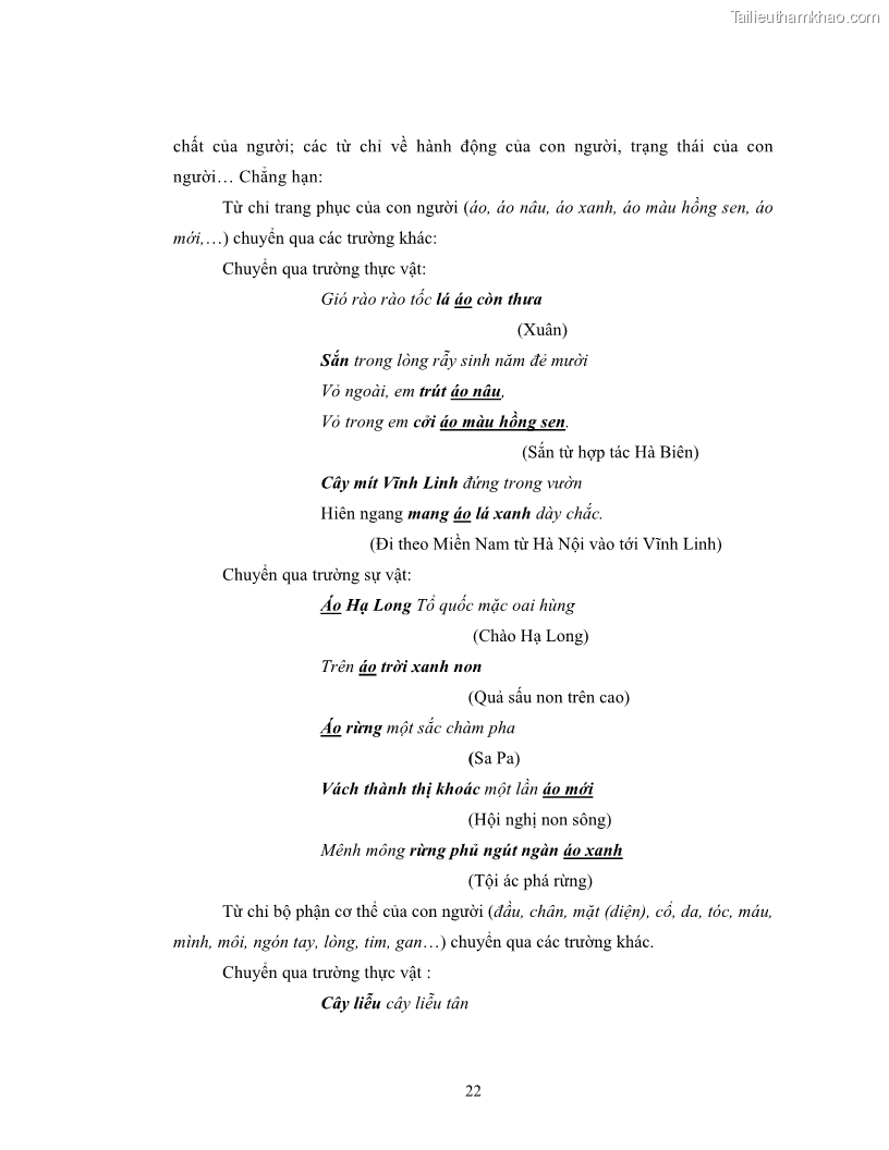 Luận văn thạc sĩ ngôn ngữ học Hiện tượng chuyển trường nghĩa trong thơ Xuân Diệu - 2 Trang 24