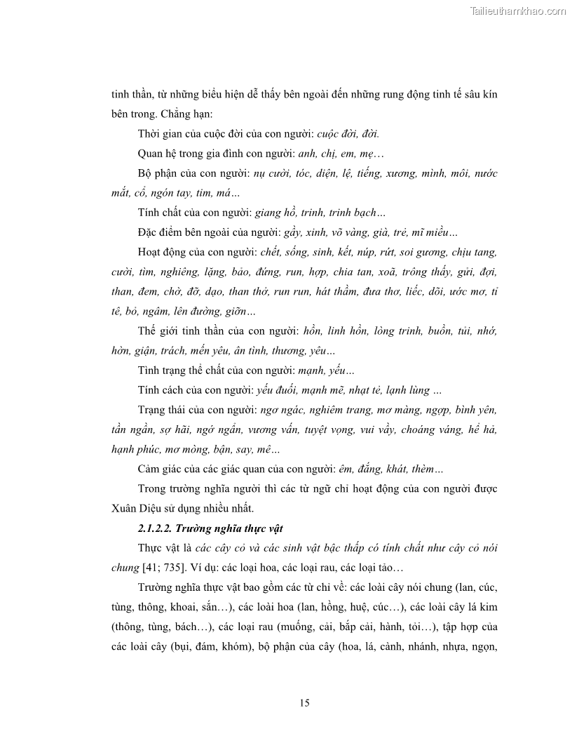 Luận văn thạc sĩ ngôn ngữ học Hiện tượng chuyển trường nghĩa trong thơ Xuân Diệu - 2 Trang 17