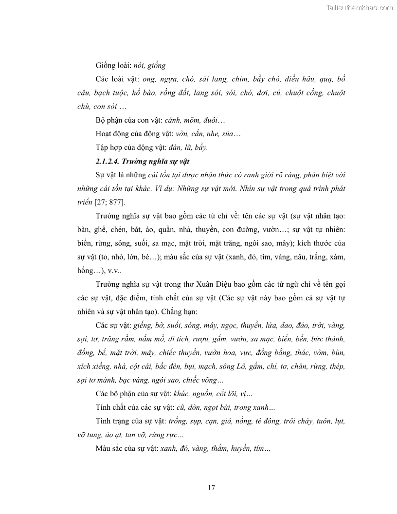 Luận văn thạc sĩ ngôn ngữ học Hiện tượng chuyển trường nghĩa trong thơ Xuân Diệu - 2 Trang 19