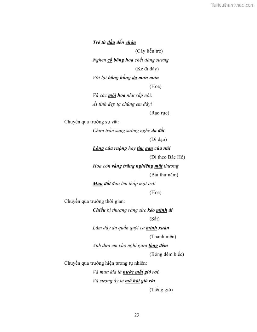 Luận văn thạc sĩ ngôn ngữ học Hiện tượng chuyển trường nghĩa trong thơ Xuân Diệu - 3 Trang 25