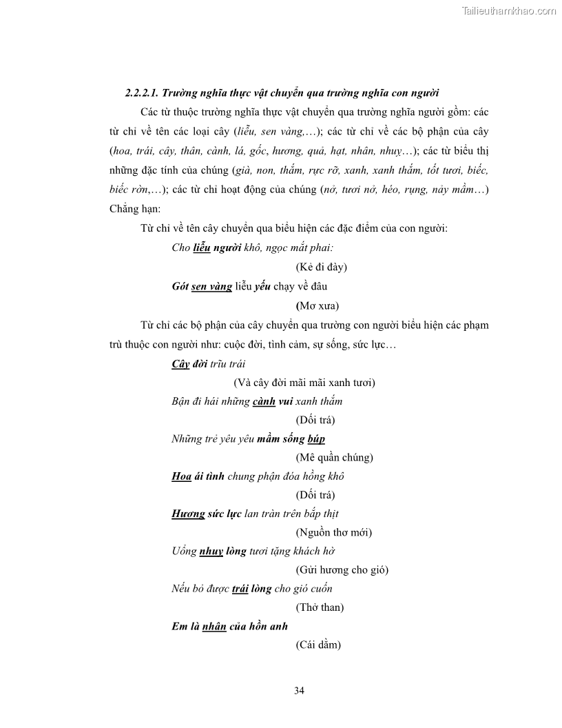 Luận văn thạc sĩ ngôn ngữ học Hiện tượng chuyển trường nghĩa trong thơ Xuân Diệu - 3 Trang 36