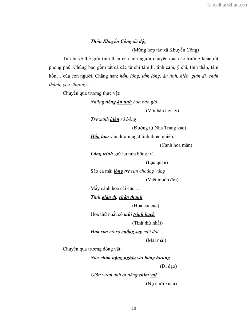 Luận văn thạc sĩ ngôn ngữ học Hiện tượng chuyển trường nghĩa trong thơ Xuân Diệu - 3 Trang 30