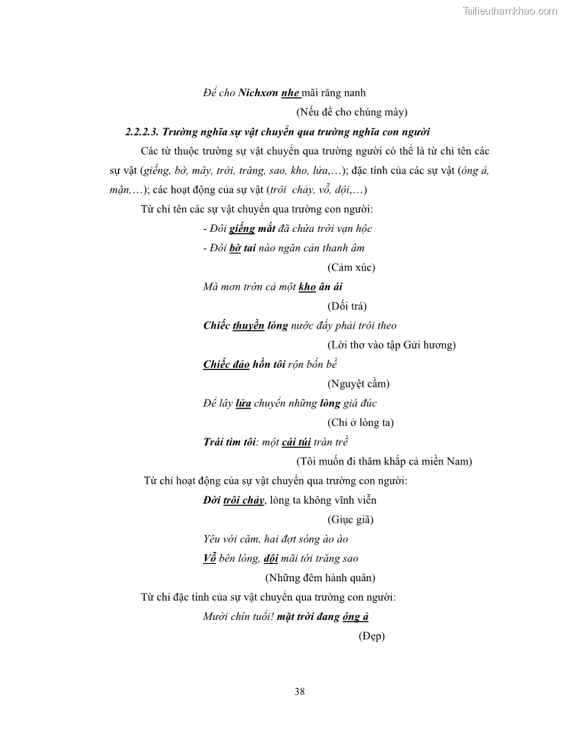 Luận văn thạc sĩ ngôn ngữ học Hiện tượng chuyển trường nghĩa trong thơ Xuân Diệu - 4 Trang 40