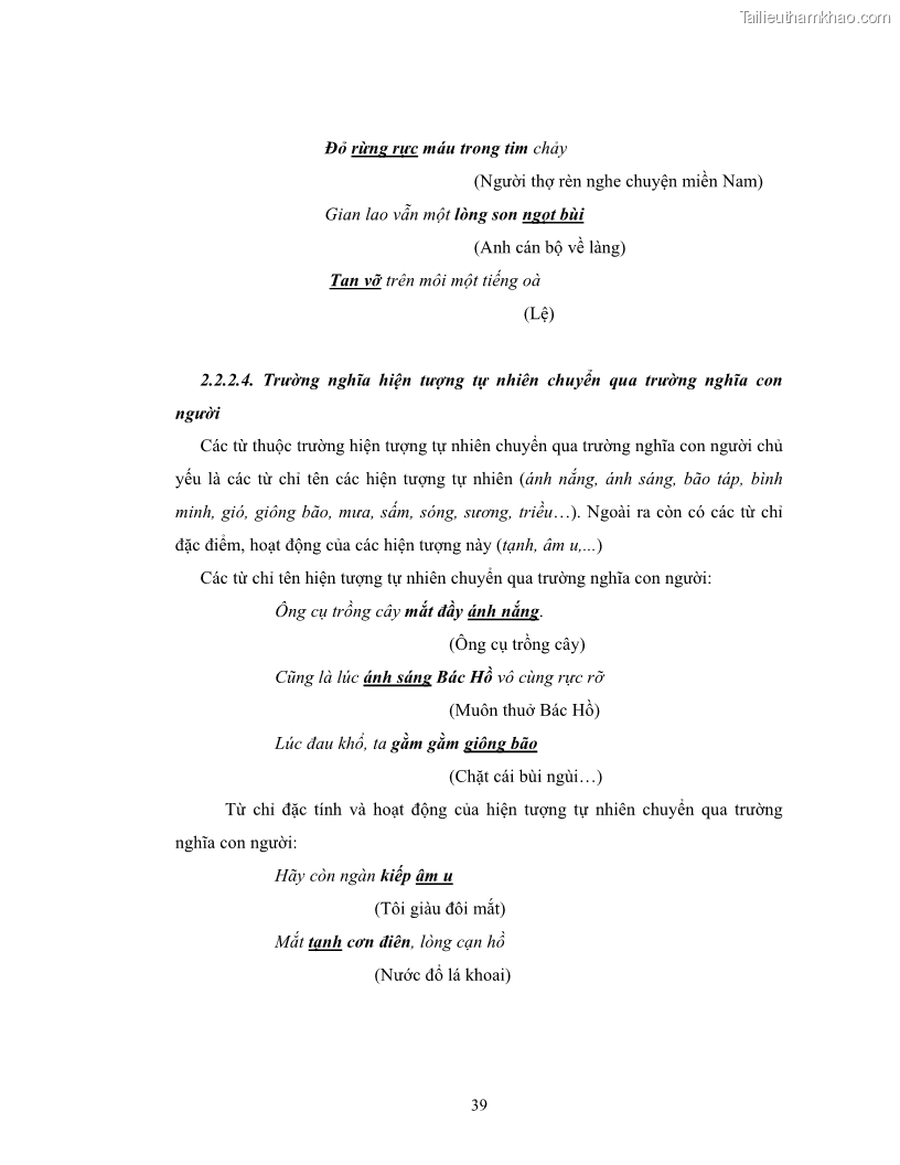 Luận văn thạc sĩ ngôn ngữ học Hiện tượng chuyển trường nghĩa trong thơ Xuân Diệu - 4 Trang 41