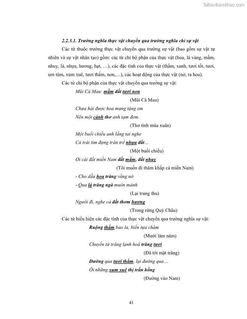 Luận văn thạc sĩ ngôn ngữ học Hiện tượng chuyển trường nghĩa trong thơ Xuân Diệu - 4 Trang 43