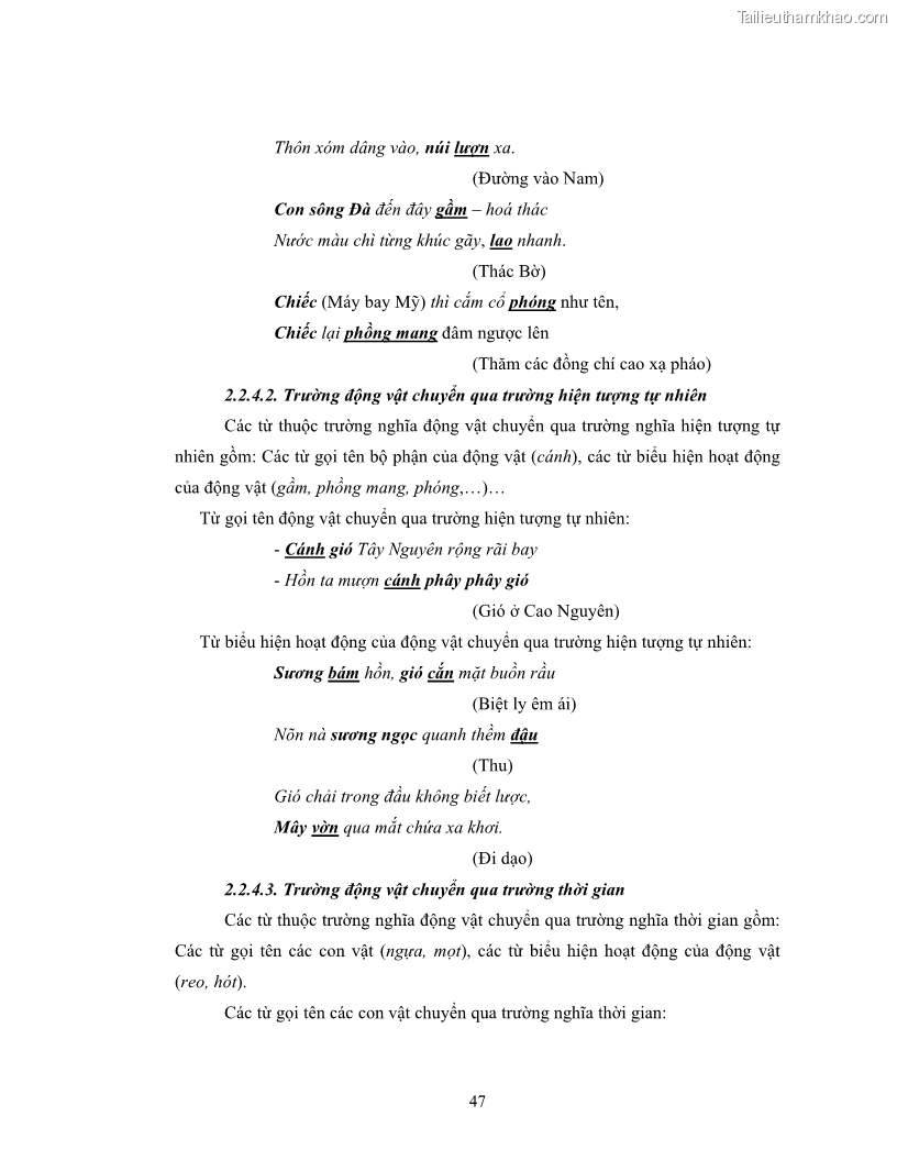 Luận văn thạc sĩ ngôn ngữ học Hiện tượng chuyển trường nghĩa trong thơ Xuân Diệu - 5 Trang 49