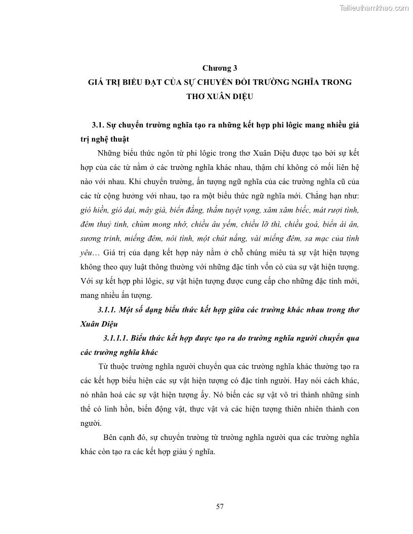 Luận văn thạc sĩ ngôn ngữ học Hiện tượng chuyển trường nghĩa trong thơ Xuân Diệu - 5 Trang 59
