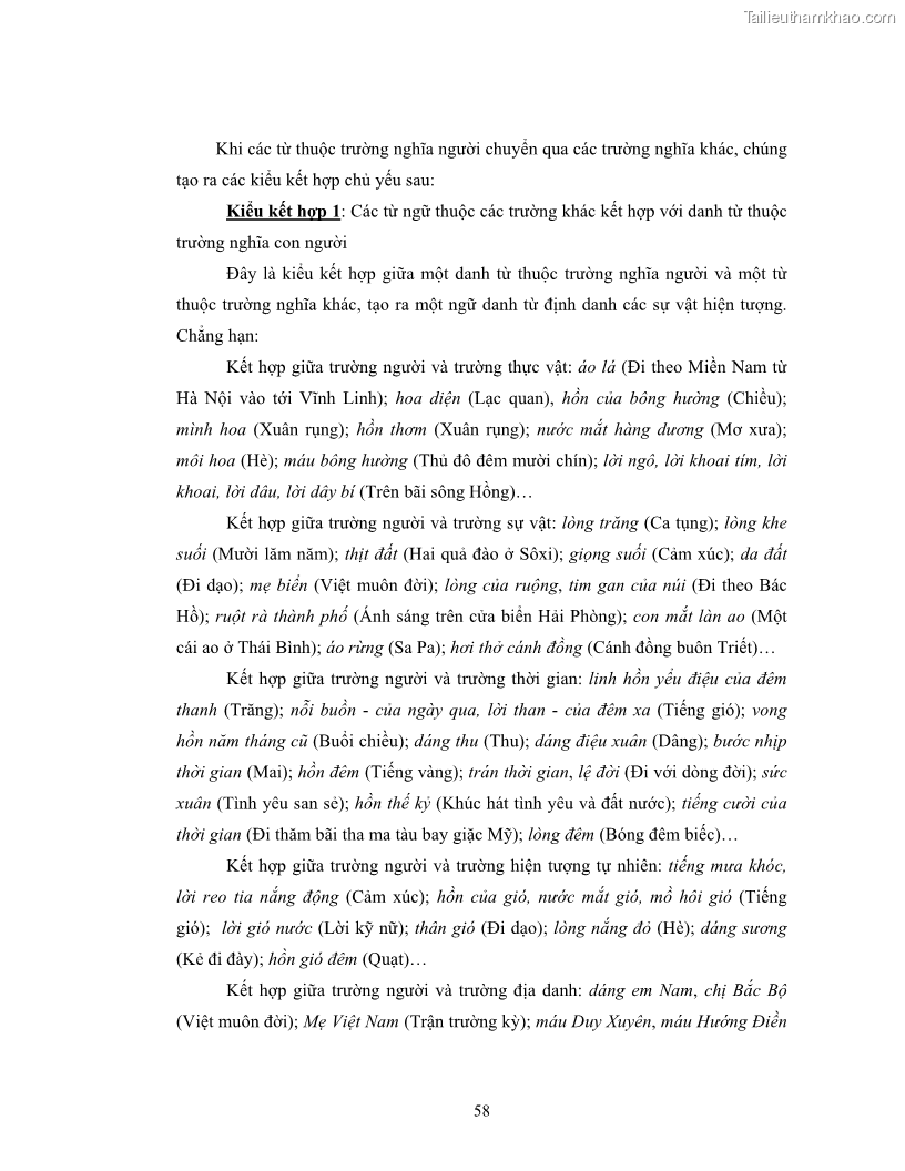 Luận văn thạc sĩ ngôn ngữ học Hiện tượng chuyển trường nghĩa trong thơ Xuân Diệu - 5 Trang 60