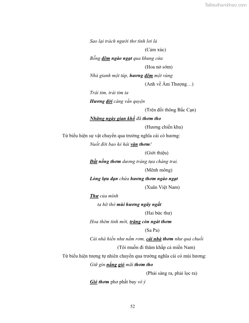Luận văn thạc sĩ ngôn ngữ học Hiện tượng chuyển trường nghĩa trong thơ Xuân Diệu - 5 Trang 54