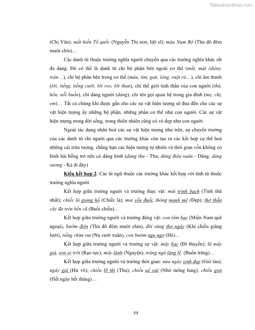 Luận văn thạc sĩ ngôn ngữ học Hiện tượng chuyển trường nghĩa trong thơ Xuân Diệu - 6 Trang 61