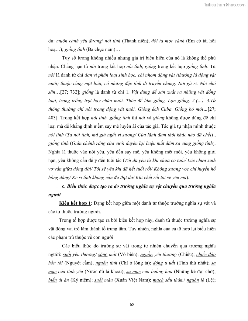 Luận văn thạc sĩ ngôn ngữ học Hiện tượng chuyển trường nghĩa trong thơ Xuân Diệu - 6 Trang 70