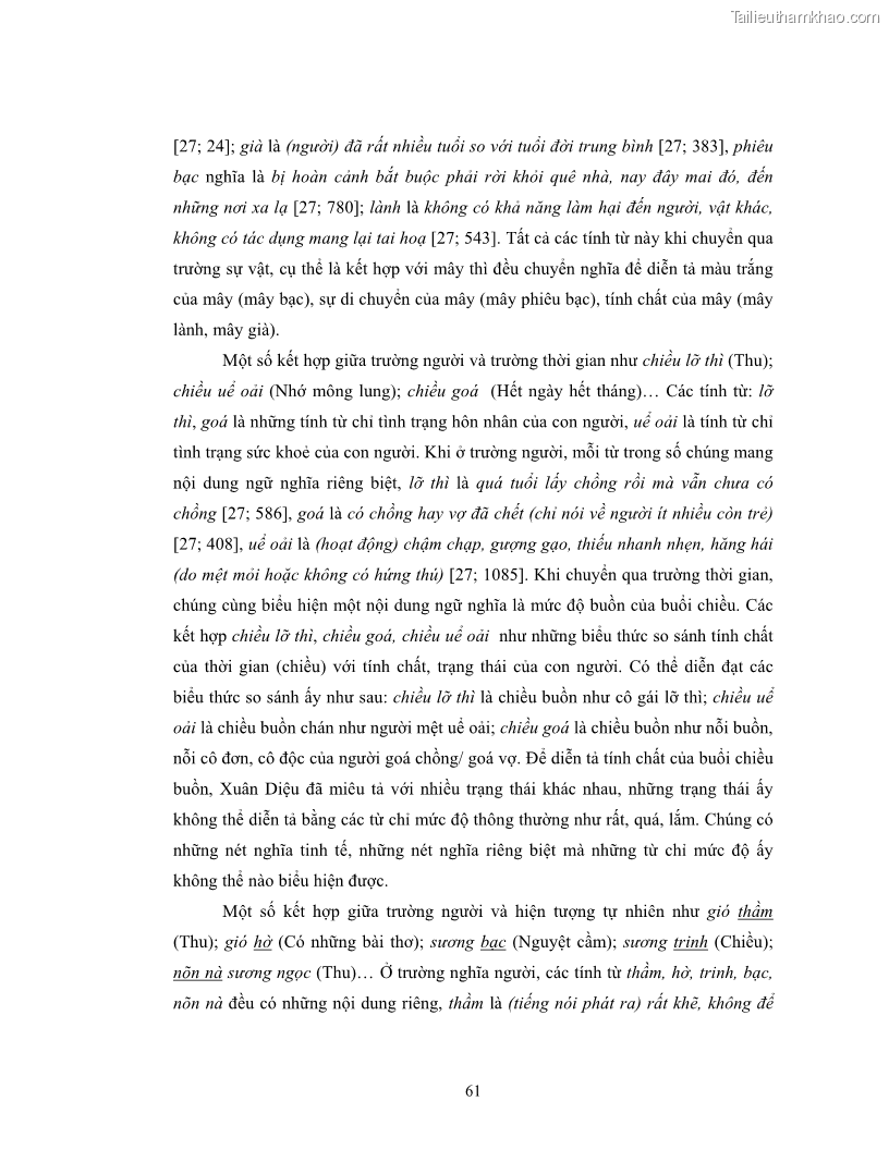 Luận văn thạc sĩ ngôn ngữ học Hiện tượng chuyển trường nghĩa trong thơ Xuân Diệu - 6 Trang 63