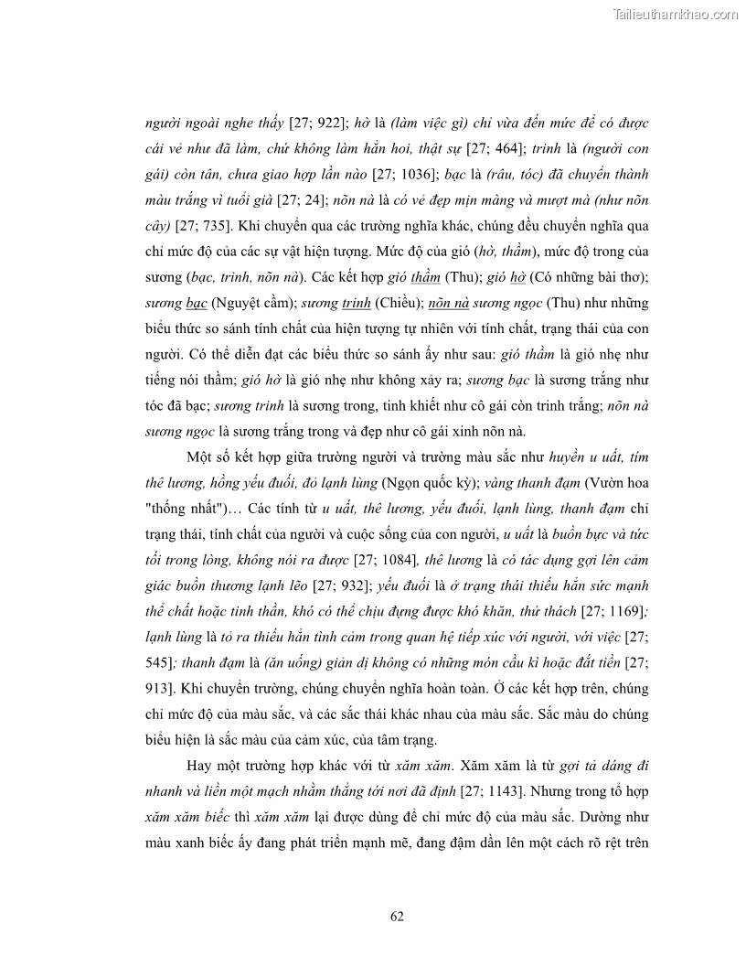 Luận văn thạc sĩ ngôn ngữ học Hiện tượng chuyển trường nghĩa trong thơ Xuân Diệu - 6 Trang 64