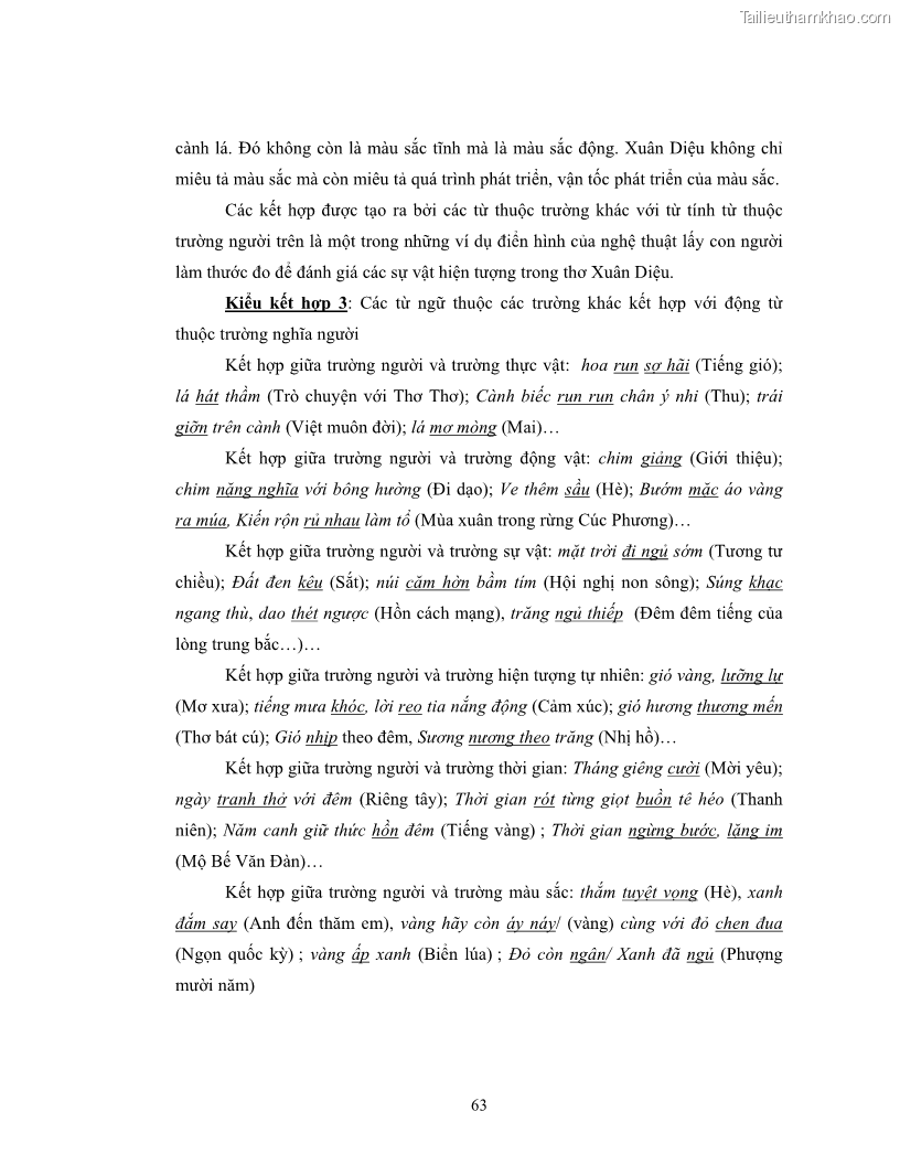 Luận văn thạc sĩ ngôn ngữ học Hiện tượng chuyển trường nghĩa trong thơ Xuân Diệu - 6 Trang 65