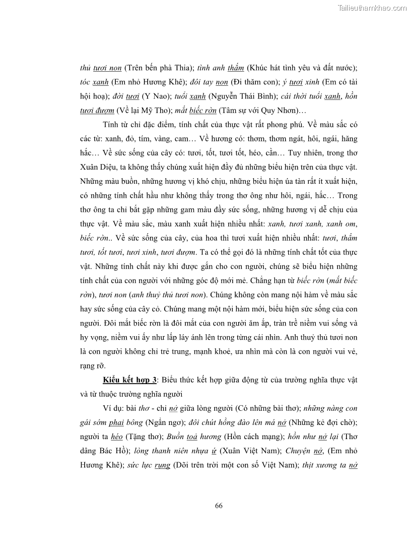 Luận văn thạc sĩ ngôn ngữ học Hiện tượng chuyển trường nghĩa trong thơ Xuân Diệu - 6 Trang 68