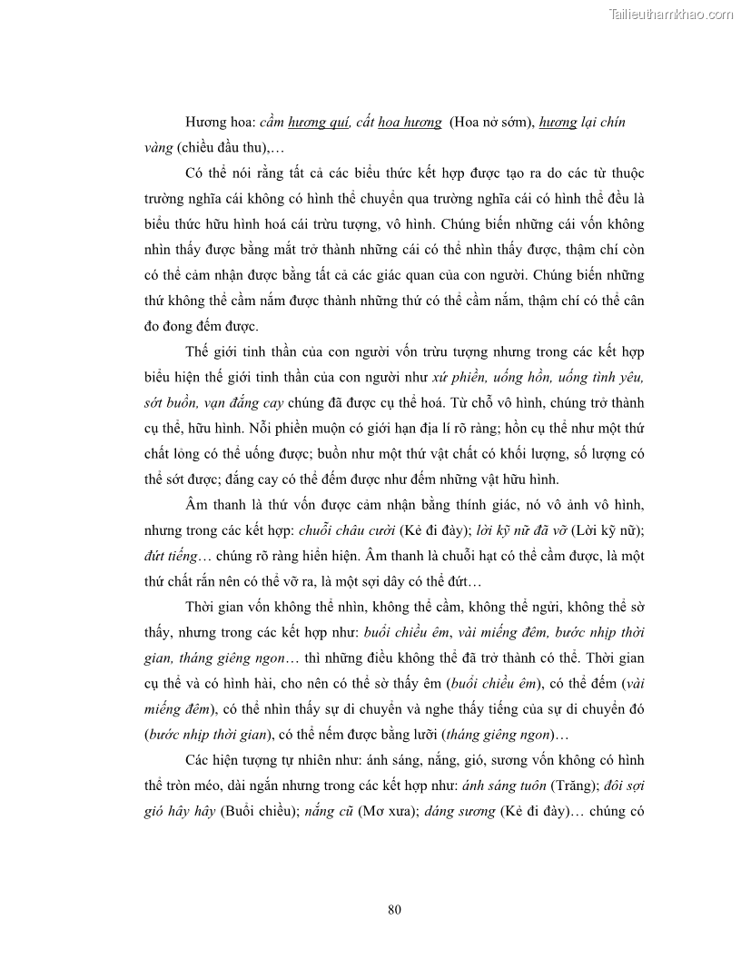 Luận văn thạc sĩ ngôn ngữ học Hiện tượng chuyển trường nghĩa trong thơ Xuân Diệu - 7 Trang 82