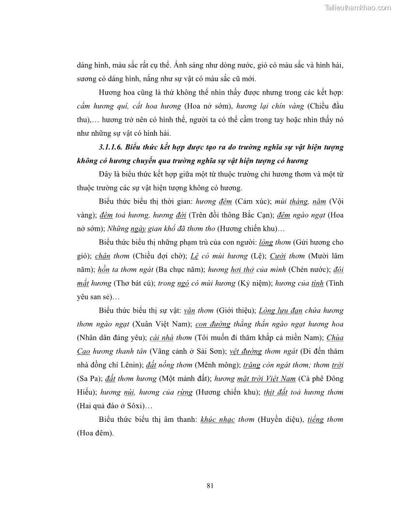 Luận văn thạc sĩ ngôn ngữ học Hiện tượng chuyển trường nghĩa trong thơ Xuân Diệu - 7 Trang 83
