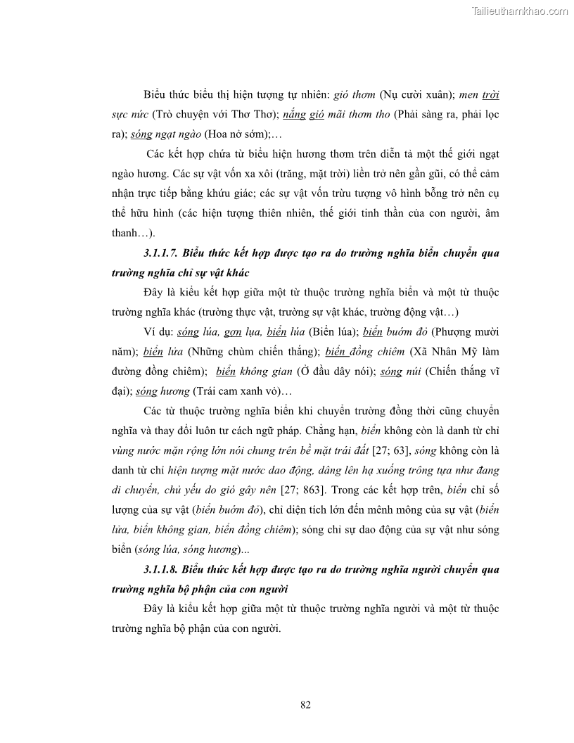 Luận văn thạc sĩ ngôn ngữ học Hiện tượng chuyển trường nghĩa trong thơ Xuân Diệu - 7 Trang 84