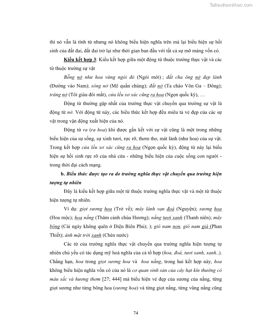 Luận văn thạc sĩ ngôn ngữ học Hiện tượng chuyển trường nghĩa trong thơ Xuân Diệu - 7 Trang 76