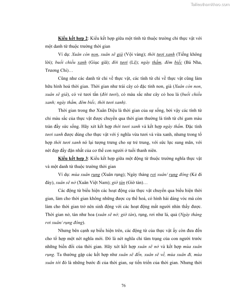 Luận văn thạc sĩ ngôn ngữ học Hiện tượng chuyển trường nghĩa trong thơ Xuân Diệu - 7 Trang 78
