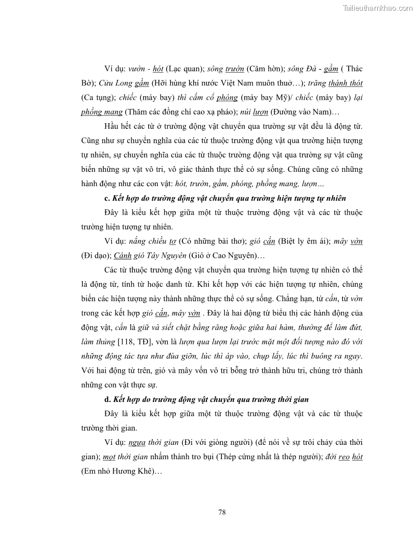 Luận văn thạc sĩ ngôn ngữ học Hiện tượng chuyển trường nghĩa trong thơ Xuân Diệu - 7 Trang 80