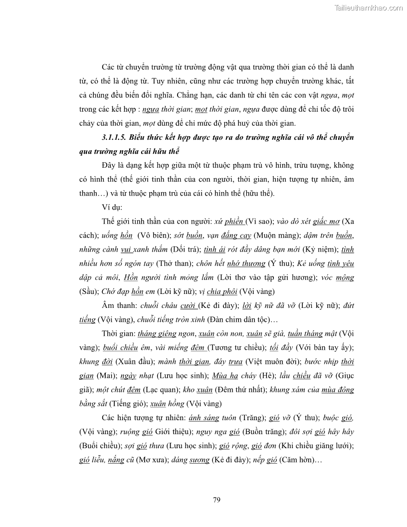 Luận văn thạc sĩ ngôn ngữ học Hiện tượng chuyển trường nghĩa trong thơ Xuân Diệu - 7 Trang 81