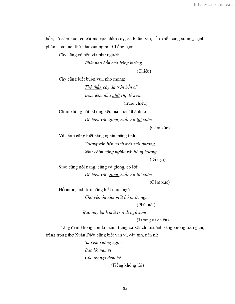 Luận văn thạc sĩ ngôn ngữ học Hiện tượng chuyển trường nghĩa trong thơ Xuân Diệu - 8 Trang 87