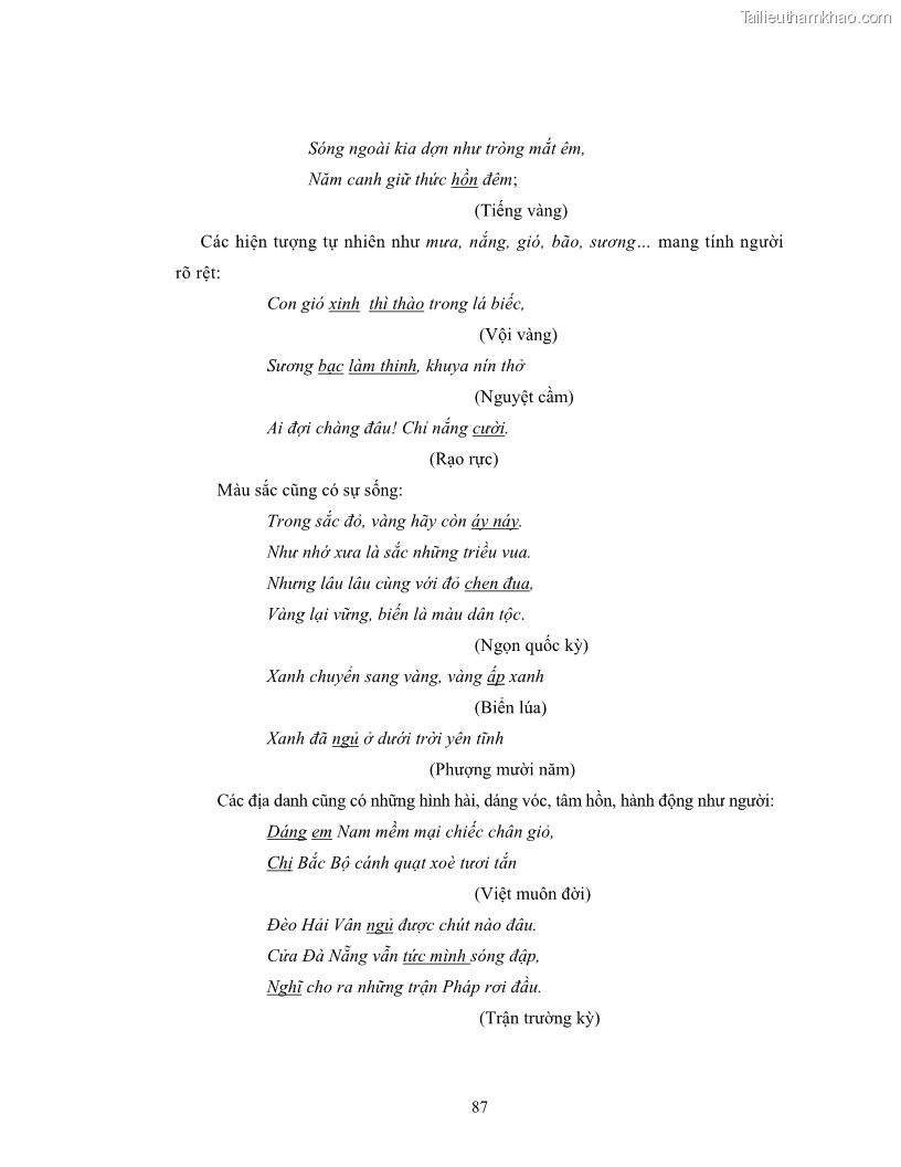 Luận văn thạc sĩ ngôn ngữ học Hiện tượng chuyển trường nghĩa trong thơ Xuân Diệu - 8 Trang 89
