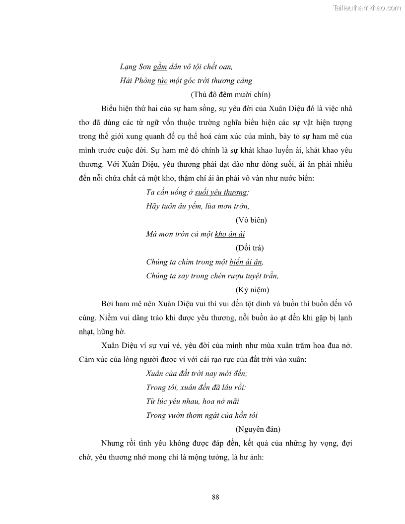 Luận văn thạc sĩ ngôn ngữ học Hiện tượng chuyển trường nghĩa trong thơ Xuân Diệu - 8 Trang 90