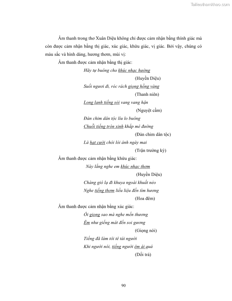 Luận văn thạc sĩ ngôn ngữ học Hiện tượng chuyển trường nghĩa trong thơ Xuân Diệu - 8 Trang 92