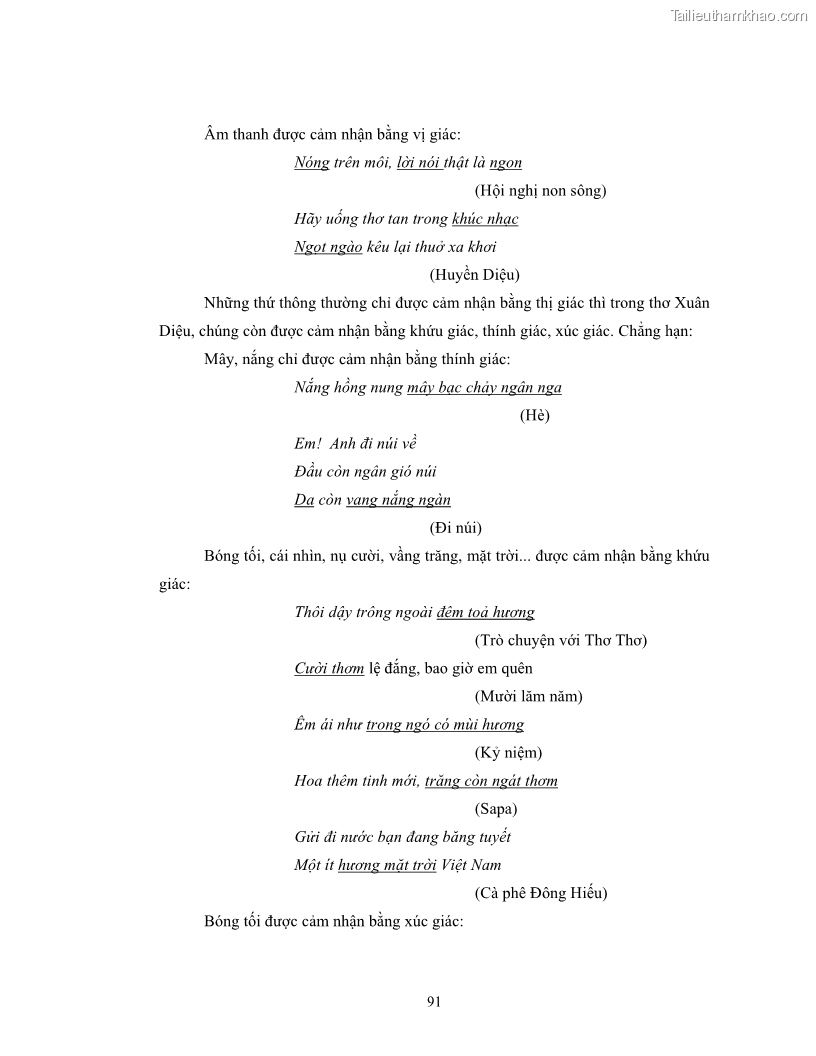 Luận văn thạc sĩ ngôn ngữ học Hiện tượng chuyển trường nghĩa trong thơ Xuân Diệu - 8 Trang 93