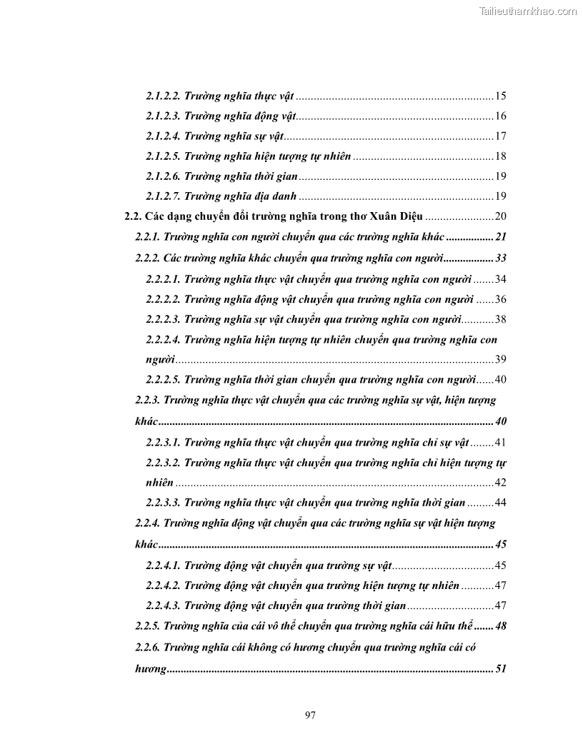 Luận văn thạc sĩ ngôn ngữ học Hiện tượng chuyển trường nghĩa trong thơ Xuân Diệu - 9 Trang 99