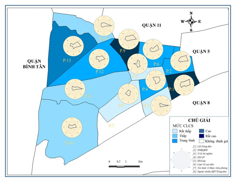 Hình 2 5 Lược đồ chất lượng cuộc sống dân cư 14 phường thuộc Quận 4